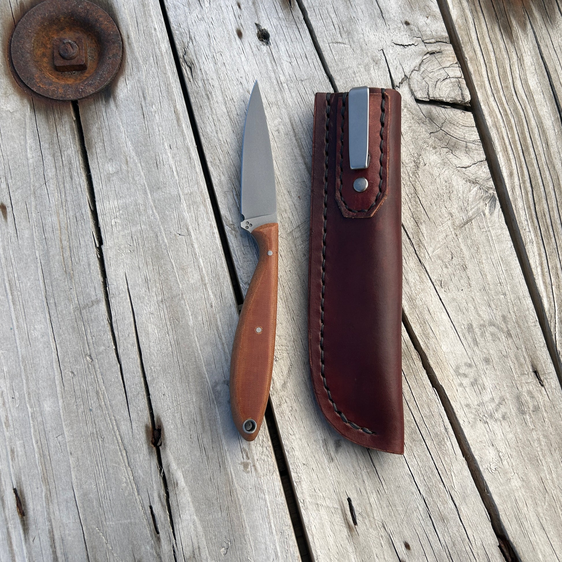 small bird & trout knife with leather pocket sheath