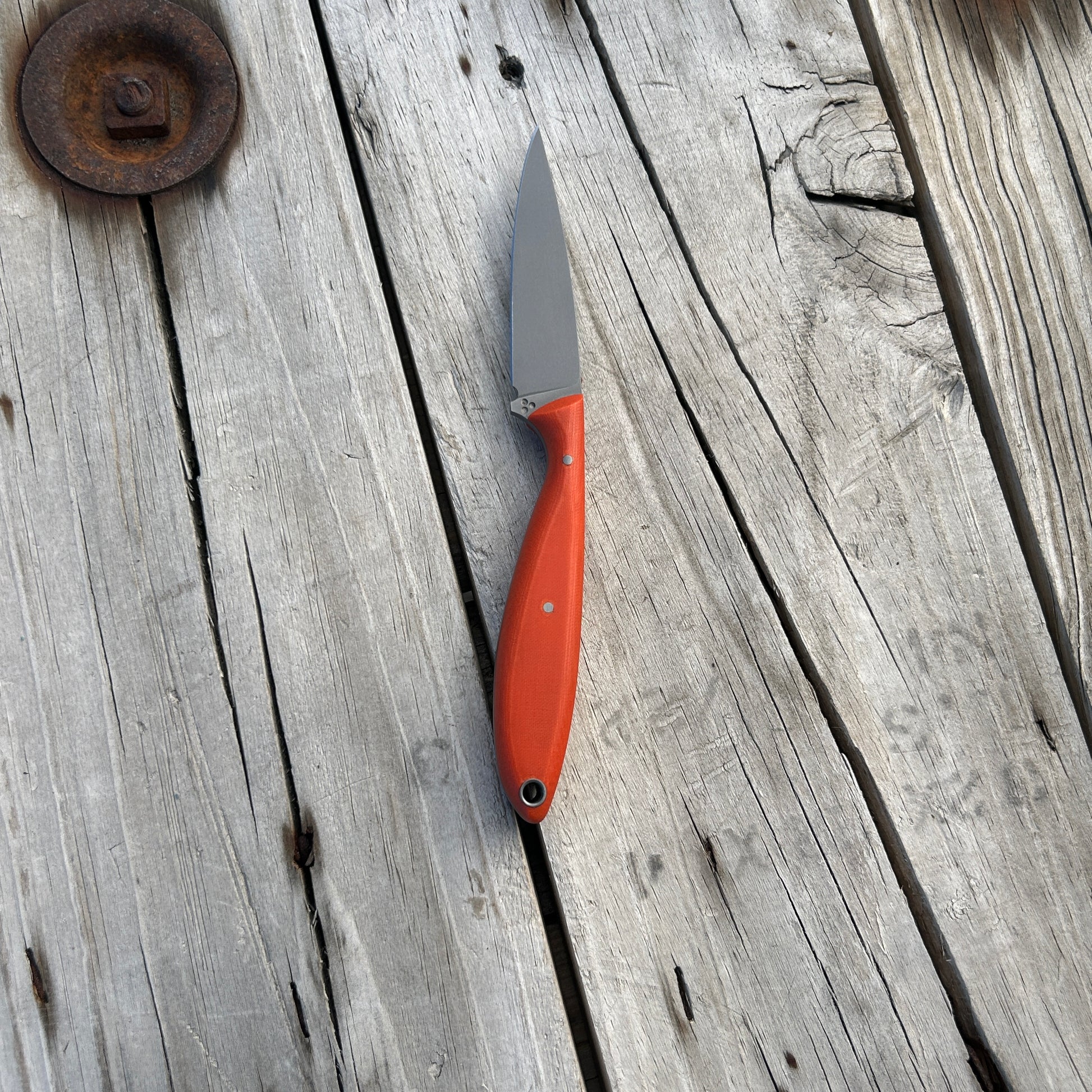 small bird & trout knife with orange handle