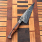 Large 14.5 inch damscus kitchen knife with sculpted ironwood handle