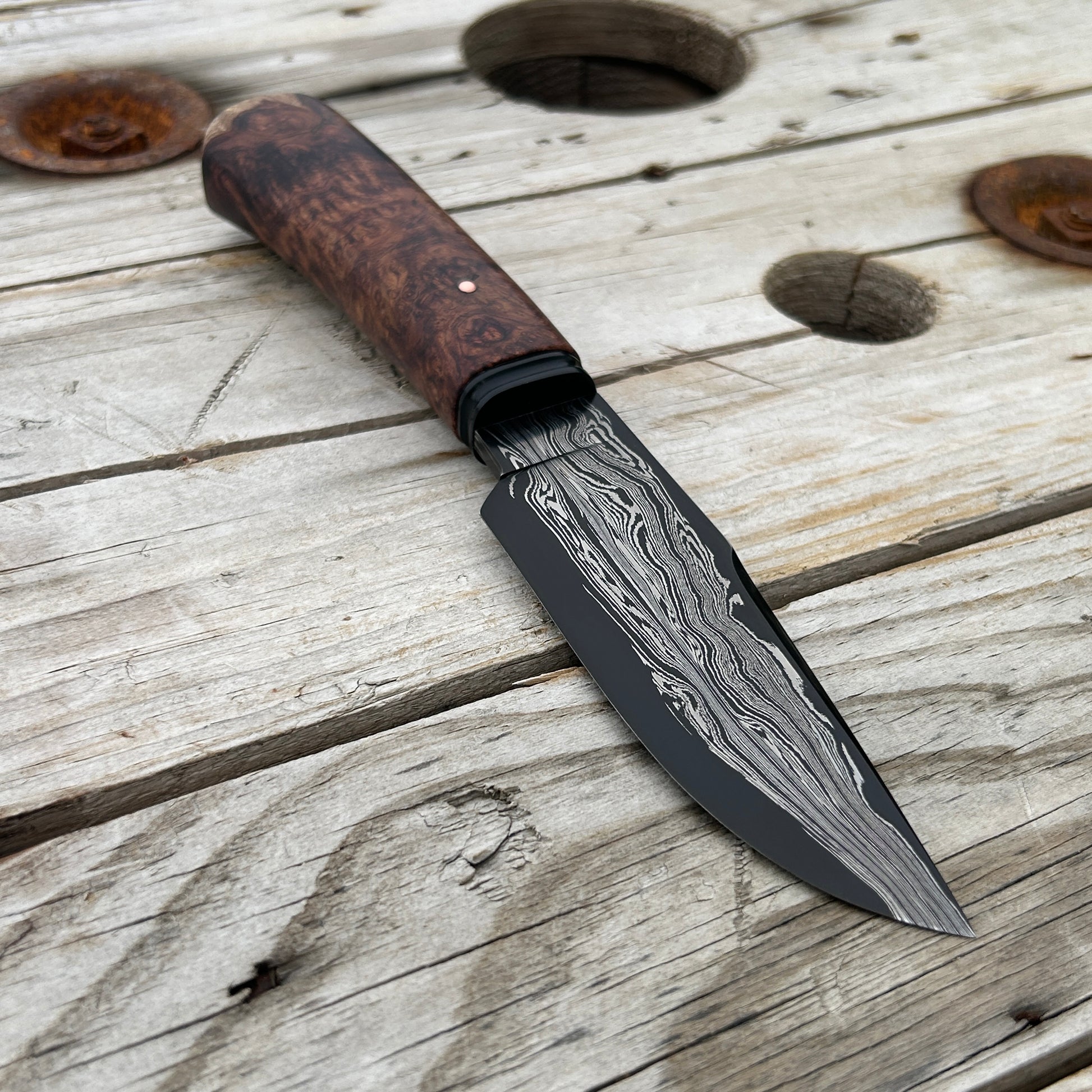 Damascus hunter knife