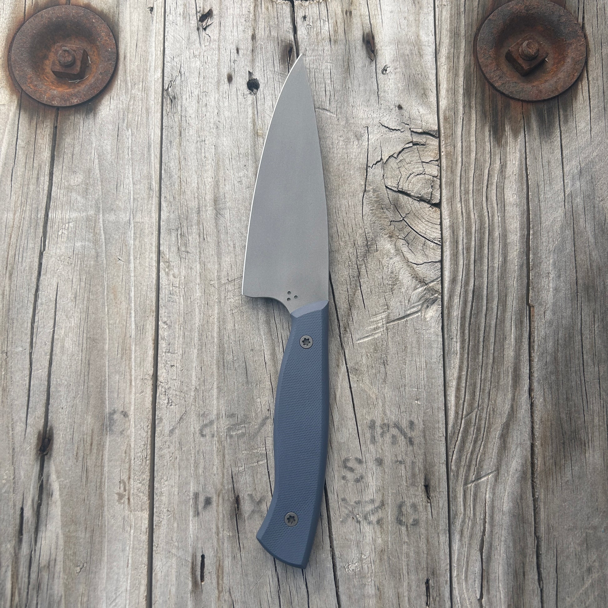 Petty chef knife with slate gray handle