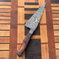 Large 14.5 inch damscus kitchen knife with sculpted ironwood handle