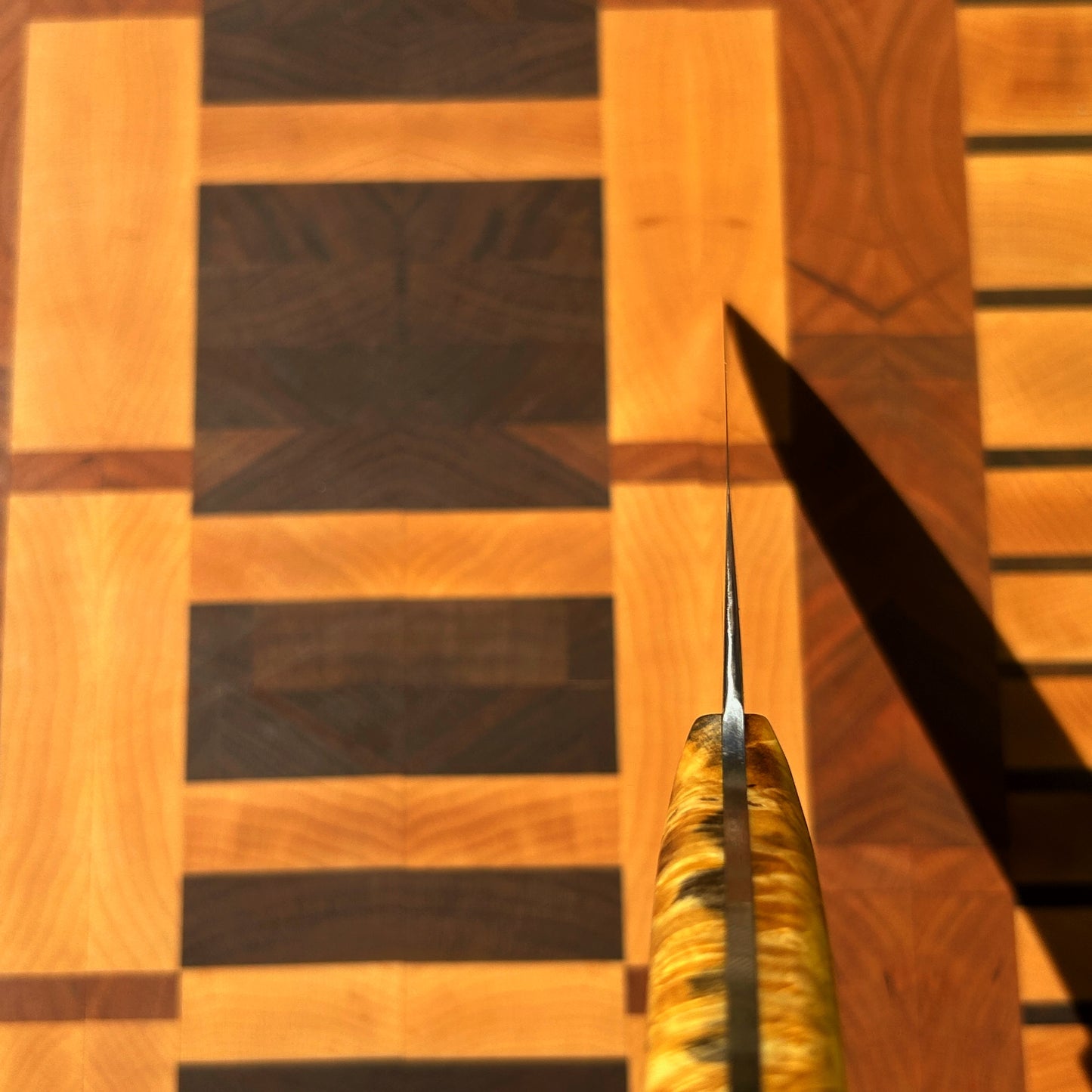 choil shot of gyuto kitchen knife showing thinness of the blade