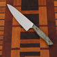 Gyuto styled kitchen knife with wood handle