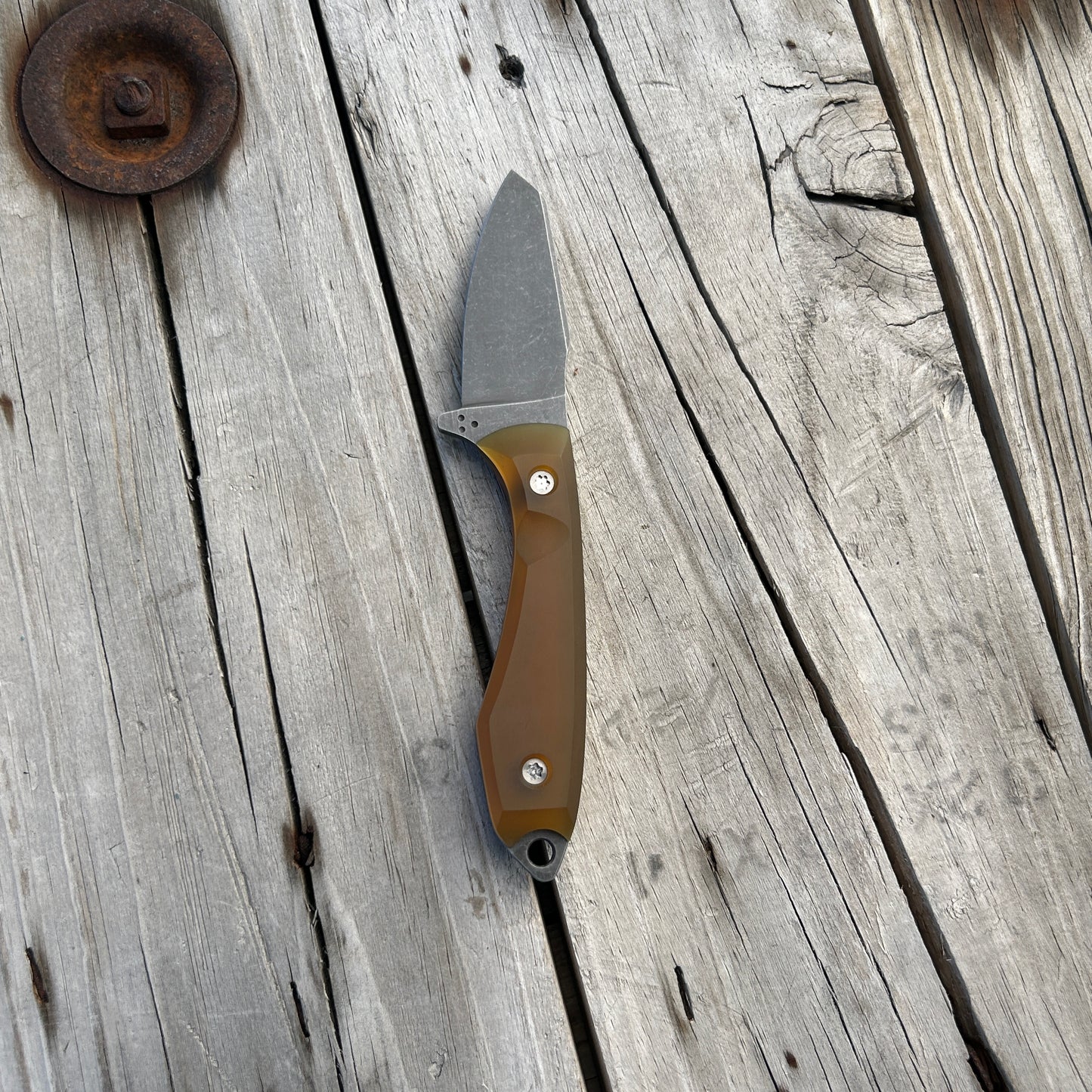 Sheepsfoot style blade with removable ultem handle scales