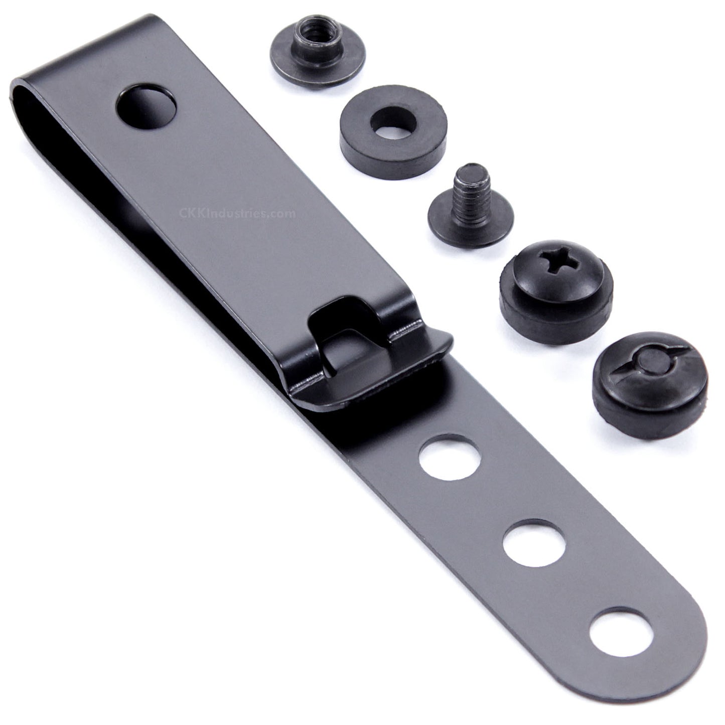 Metal sheath belt clip accessory with attachment hardware