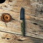 8 inch sheepsfoot style knife with black stonewashed blade & rock textured OD green G-10 handle