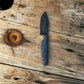 8 inch harpoon style knife with black stonewashed blade & rock textured slate grey  G-10 handle